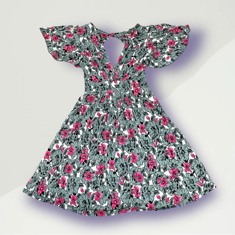 Lux / Urban Outfitters | Floral Diamond Cutout Midi Dress | Stretchy Small